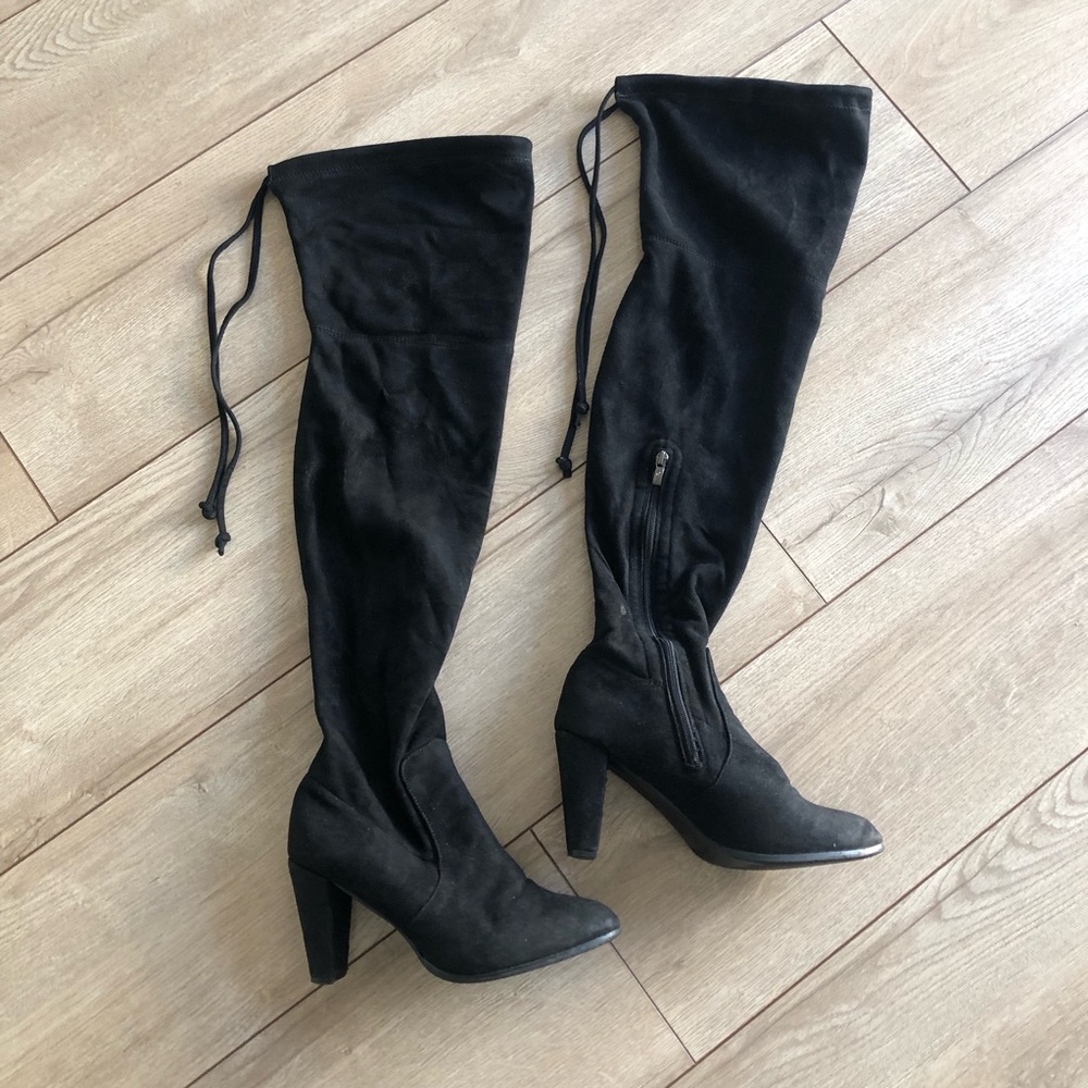 Black Over The Knee Heeled Boots